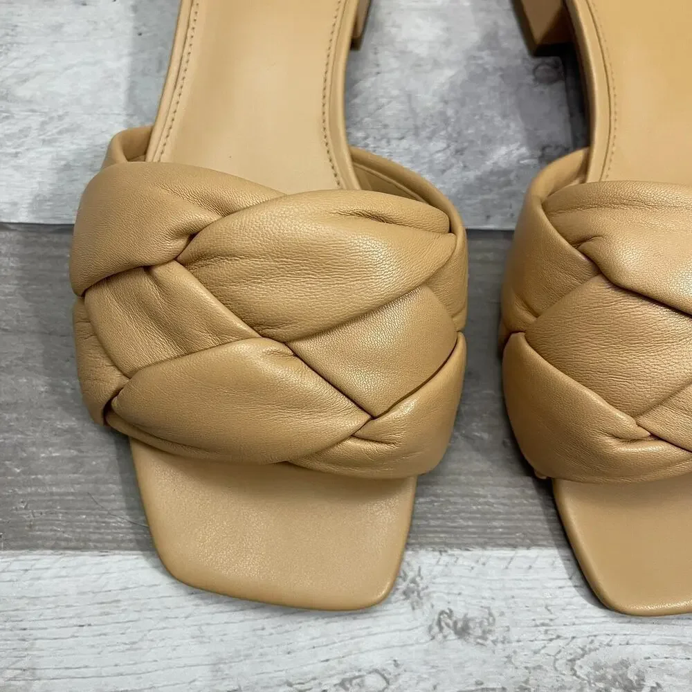 Sam Edelman Dawson Square Toe Quilted Leather Slide Sandals Size 10 Beige - Picture 4 of 15